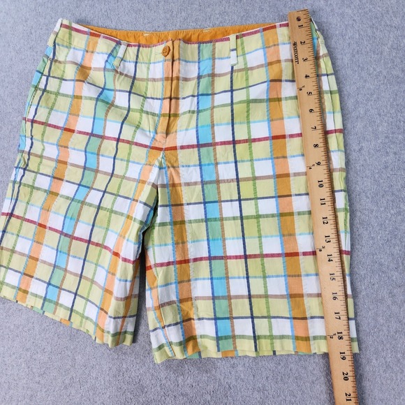 Liz Claiborne Plaid Shorts Womens 12 (32x9) Multicolor Cotton Blend Pockets - Picture 11 of 16
